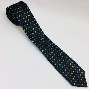 John Ashford  Black Polka Dot Polyester Neck Tie